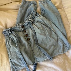 AE High-Waisted Denim Paperbag Taper Pant